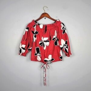 Who What Wear Off The Shoulder Floral Balloon Sleeve Top